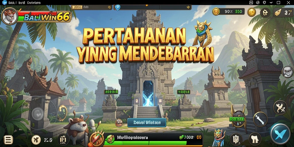 Tangkapan layar gameplay BALIWIN66 menunjukkan menara bertahan yang strategis.