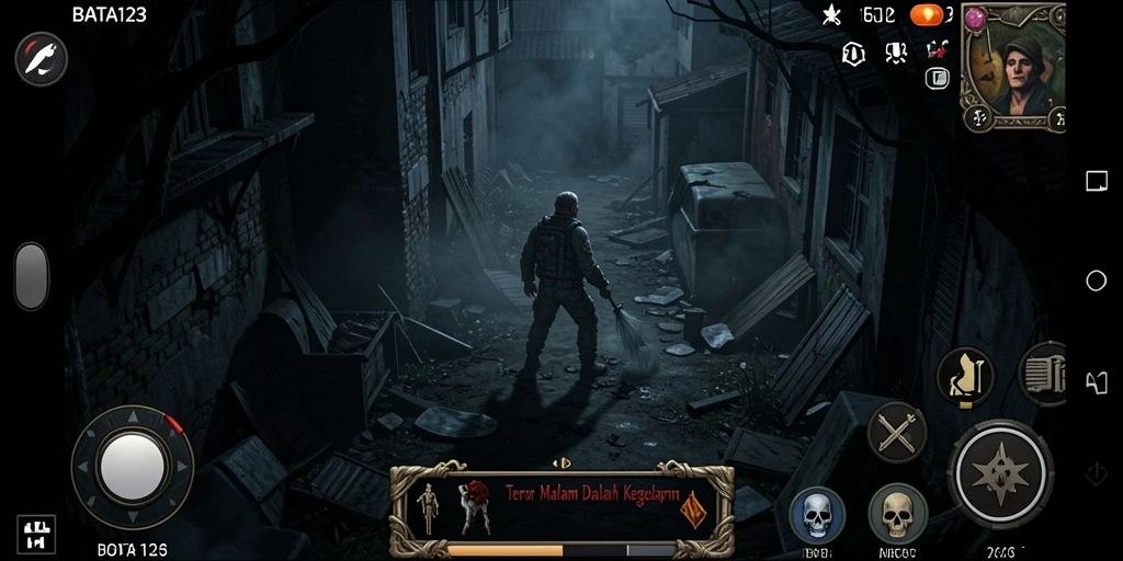 Screenshot BATA123 yang menunjukkan suasana mencekam dalam gameplay.