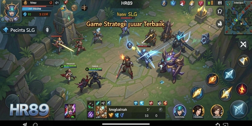 Screenshot gameplay HR89 yang menampilkan pertempuran strategis dan karakter unik.