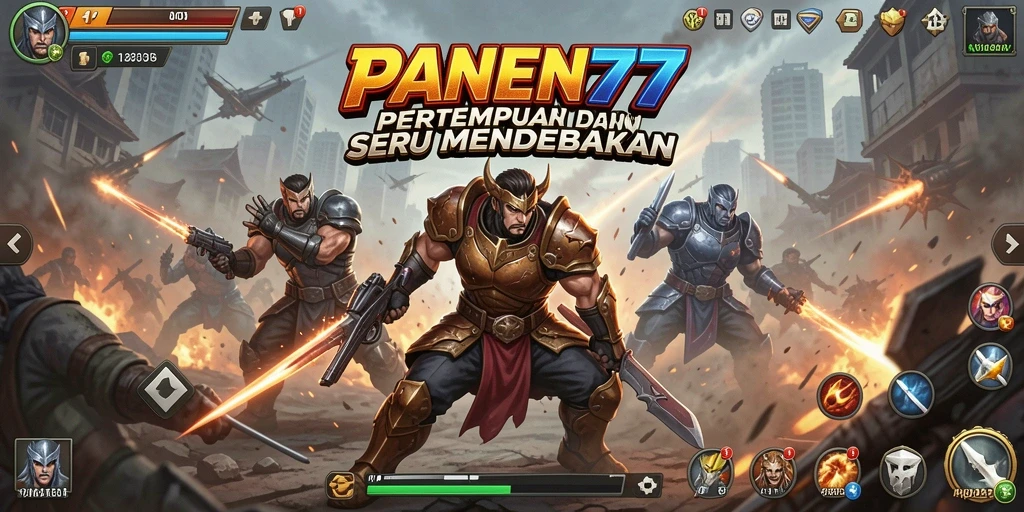 Tampilan gameplay mendebarkan dari PANEN77 dengan karakter bertarung.