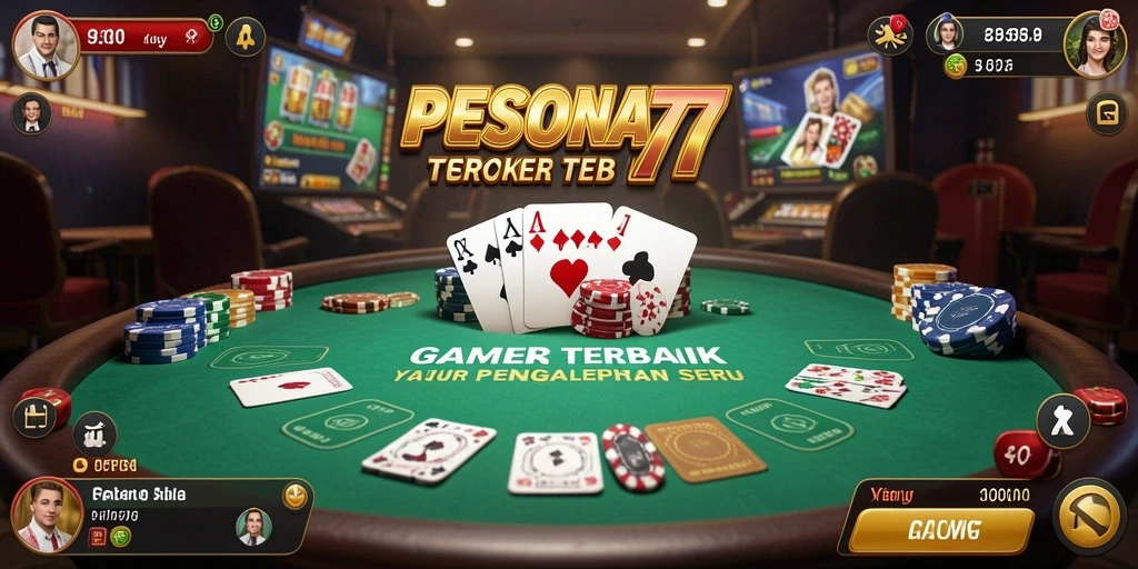 Screenshot PESONA77 menampilkan seru permainan Poker secara langsung.