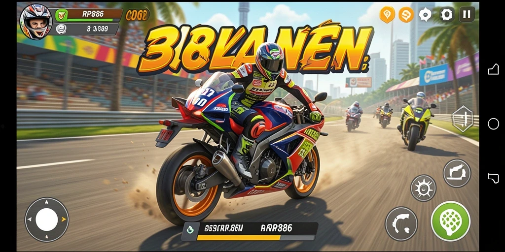 Screenshot dari gameplay seru RP886 yang menampilkan balapan motor.