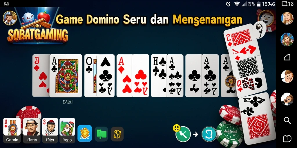 Tampilan antarmuka menarik yang menyajikan permainan Domino.